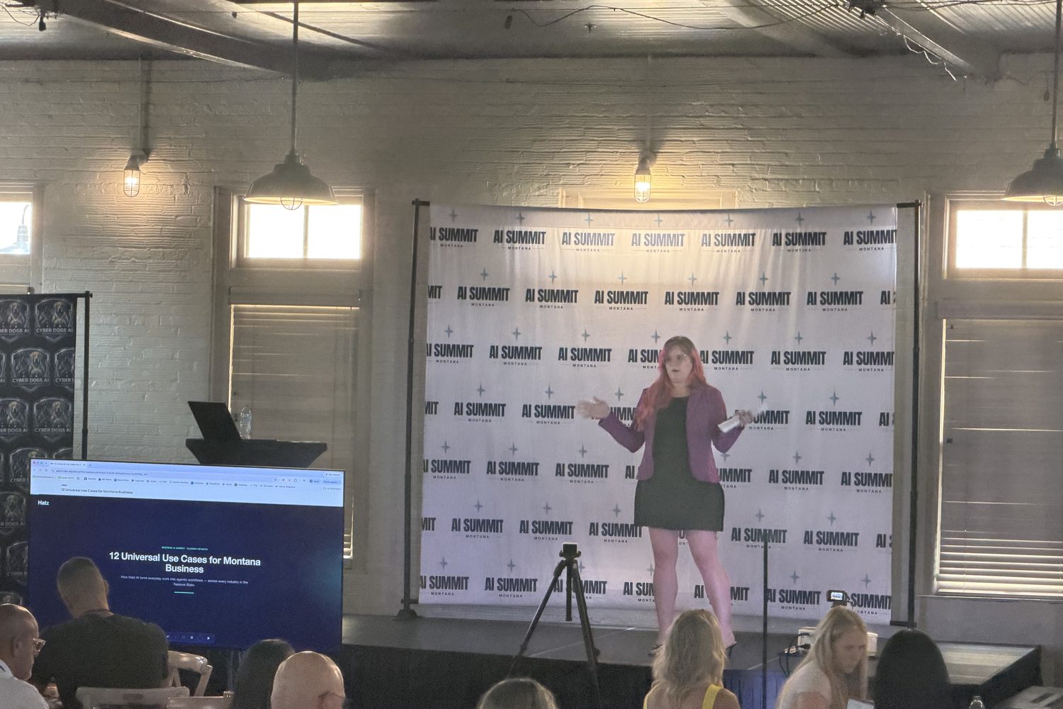 A speaker walking through universal AI use cases for Montana businesses